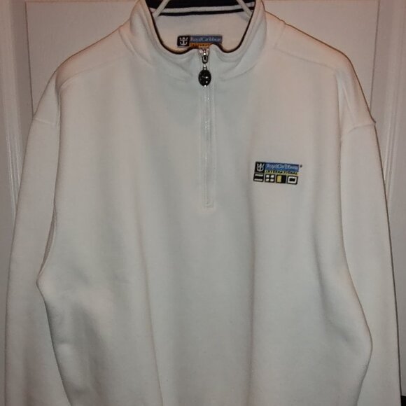 ROYAL CARIBBEAN LOGO SWEATSHIRT 1/4 ZIP FLEECE PULLOVER COTTON/POLY MENS SZ S-M - Picture 1 of 9